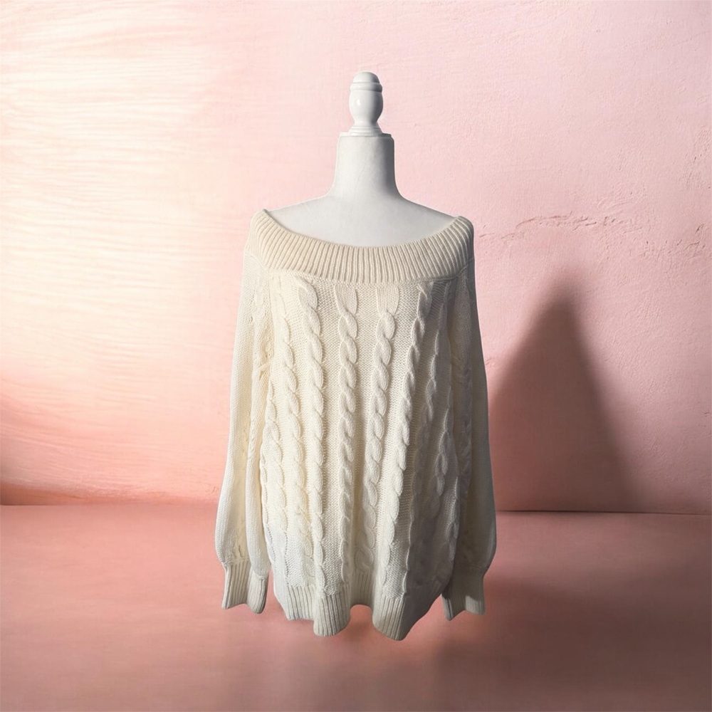New York & Company Off-White Off-the-Shoulder Sweater